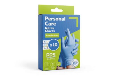 Кутия с 10 броя нитрилни ръкавици PPS Personal Care без пудра, размери M и L